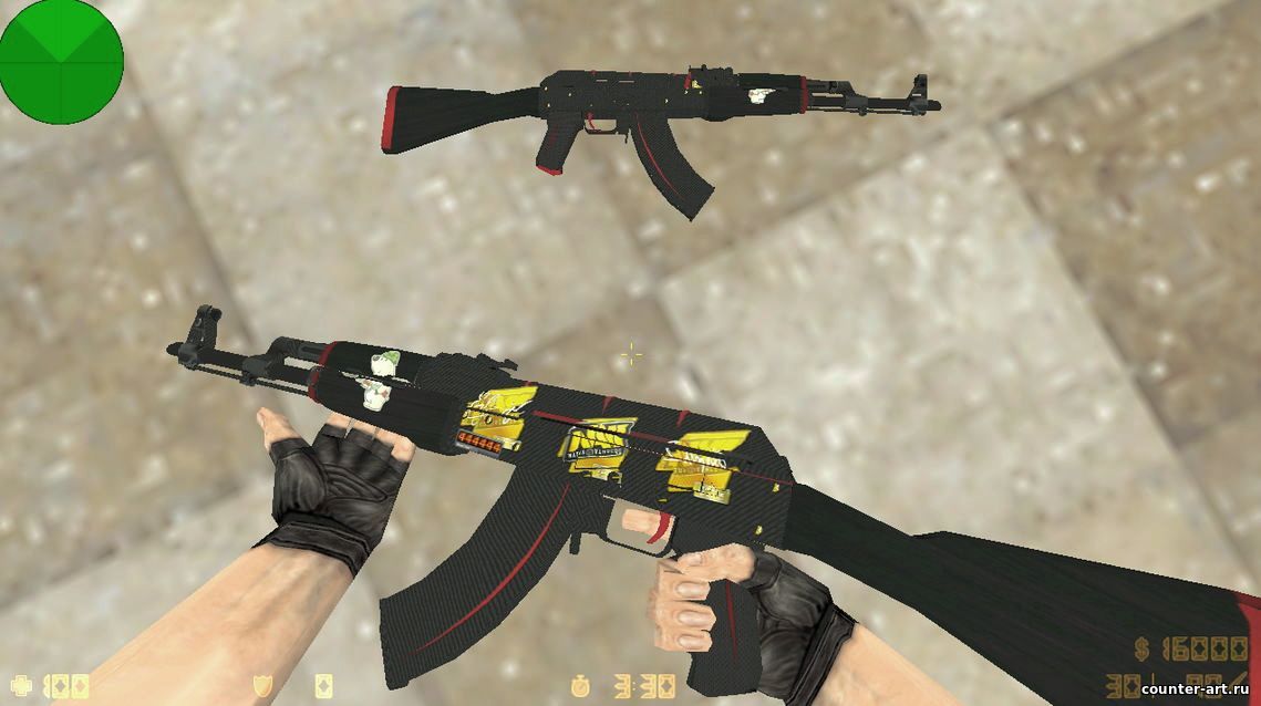 AK-47 - Redline с наклейками Нави для CS 1.6